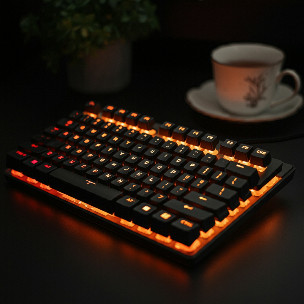 a keyboard with lights on it